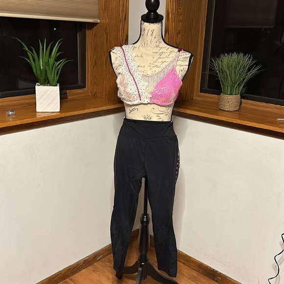 SO Other - So Pink & White Bra Top with Embellishments & Balera Cropped Leggings Costume